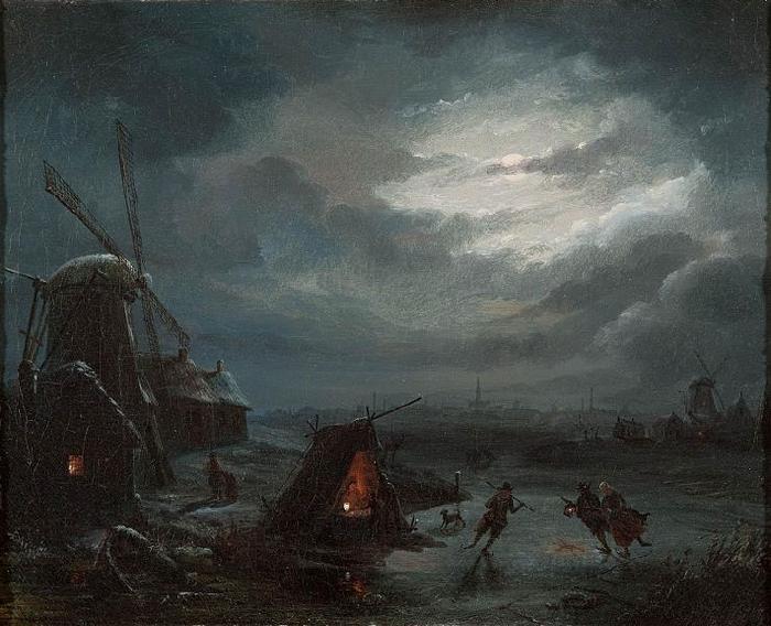 Jan Baptiste Vanmour Nocturnal View of the Ice Sweden oil painting art